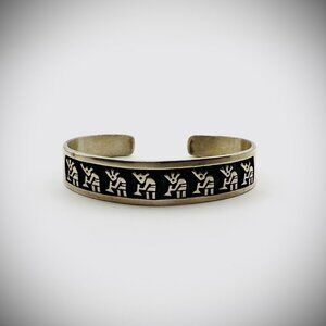 Vintage Hopi Sterling Overlay Cuff Bracelet – Spiderweb Hallmark